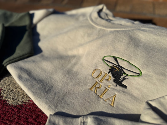 sand Crewneck sweatshirt with 'ORPIA' logo embroidered
